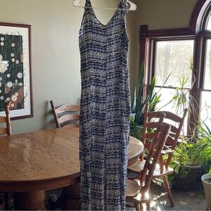 Blue and White Patterned pants jumpsuit